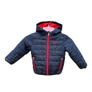Nike Kid’s Quilted Puffer Black Jacket with Red Details